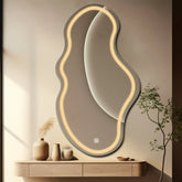 LED Spiegel Asymmetrisch 2 | Touch-Schalter | Warmweißes Licht - Reyze Seria Salono Model 1 - Vertikal