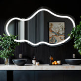 LED Spiegel Asymmetrisch 2 | Wandschalter-Steuerung | Kaltweißes Licht - Reyze Seria Salono Model 1 - Horizontal