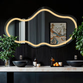 LED Spiegel Asymmetrisch 2 | Wandschalter-Steuerung | Warmweißes Licht - Reyze Seria Salono Model 1 - Horizontal