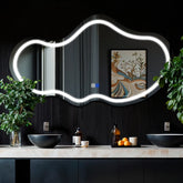 LED Spiegel Asymmetrisch 2 | Touch-Schalter | Anti-Beschlag-Funktion | Kaltweißes Licht - Reyze Seria Salono Model 1 - Horizontal