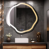 LED Spiegel Asymmetrisch Oval | Touch-Schalter | Anti-Beschlag-Funktion | Einstellbare Farbtemperatur - Reyze Seria Salono Model 1