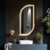 LED Spiegel Halboval 1 | Wandschalter-Steuerung | Warmweißes Licht - Reyze Seria Salono Model 1