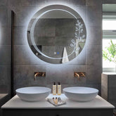 LED Spiegel Rund | Touch-Schalter | Anti-Beschlag-Funktion | Kaltweißes Licht - Reyze Seria Good Vibes Model 3