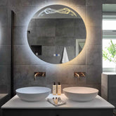 LED Spiegel Rund | Touch-Schalter | Anti-Beschlag-Funktion | Einstellbare Farbtemperatur - Reyze Seria Good Vibes Model 6