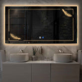 LED Spiegel Rechteckig | Touch-Schalter | Anti-Beschlag-Funktion | Warmweißes Licht - Reyze Seria Good Vibes Model 2