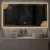 LED Spiegel Rechteckig | Touch-Schalter | Anti-Beschlag-Funktion | Warmweißes Licht - Reyze Seria Good Vibes Model 7