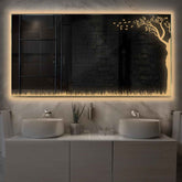 LED Spiegel Rechteckig | Wandschalter-Steuerung | Warmweißes Licht - Reyze Seria Good Vibes Model 8