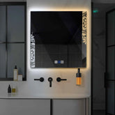 LED Spiegel Quadratisch | Touch-Schalter | Anti-Beschlag-Funktion | Einstellbare Farbtemperatur - Reyze Seria Good Vibes Model 4