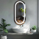LED Spiegel Oval | Touch-Schalter | Anti-Beschlag-Funktion | Kaltweißes Licht - Reyze Seria Salono Model 1