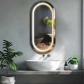 LED Spiegel Oval | Touch-Schalter | Anti-Beschlag-Funktion | Einstellbare Farbtemperatur - Reyze Seria Salono Model 1