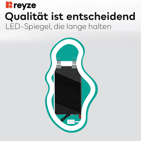 LED Spiegel Asymmetrisch 2 | Touch-Schalter | Anti-Beschlag-Funktion | Warmweißes Licht - Reyze Seria Ambient Model 1 - Vertikal