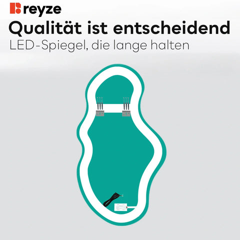 LED Spiegel Asymmetrisch 2 | Touch-Schalter | Kaltweißes Licht - Reyze Seria Salono Model 1 - Vertikal