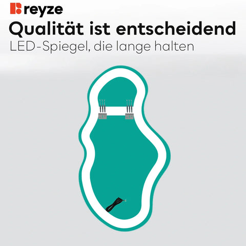 LED Spiegel Asymmetrisch 2 | Wandschalter-Steuerung | Neutralweißes Licht - Reyze Seria Ambient Model 1 - Vertikal