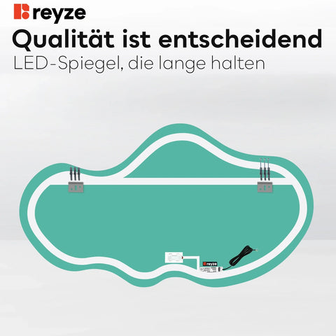 LED Spiegel Asymmetrisch 2 | Touch-Schalter | Warmweißes Licht - Reyze Seria Salono Model 1 - Horizontal