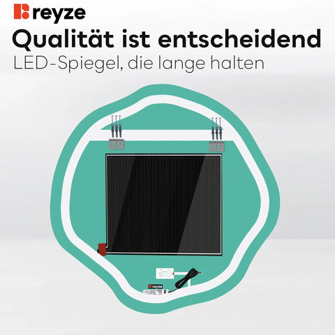 LED Spiegel Asymmetrisch Oval | Touch-Schalter | Anti-Beschlag-Funktion | Einstellbare Farbtemperatur - Reyze Seria Ambient Model 1