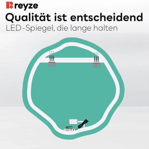LED Spiegel Asymmetrisch Oval | Touch-Schalter | Neutralweißes Licht - Reyze Seria Ambient Model 1