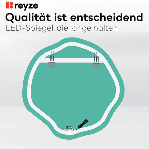 LED Spiegel Asymmetrisch Oval | Wandschalter-Steuerung | Warmweißes Licht - Reyze Seria Ambient Model 1