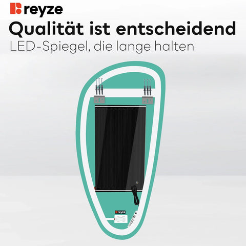 LED Spiegel Asymmetrisch Vertikal | Touch-Schalter | Anti-Beschlag-Funktion | Einstellbare Farbtemperatur - Reyze Seria Salono Model 1