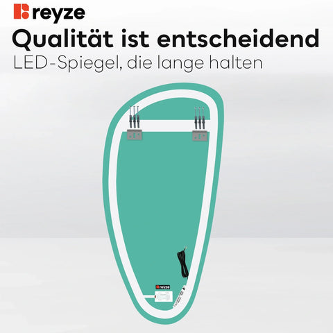 LED Spiegel Asymmetrisch Vertikal | Touch-Schalter | Kaltweißes Licht - Reyze Seria Salono Model 1