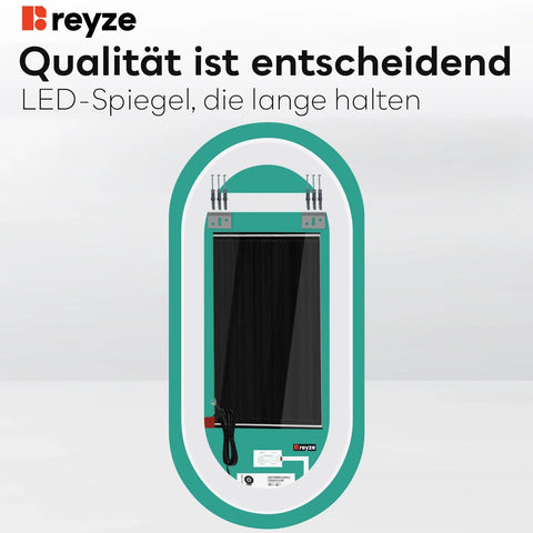 LED Spiegel Oval | Touch-Schalter | Anti-Beschlag-Funktion | Neutralweißes Licht - Reyze Seria Ambient Model 1