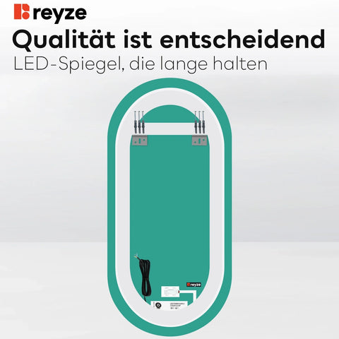 LED Spiegel Oval | Touch-Schalter | Kaltweißes Licht - Reyze Seria Salono Model 1