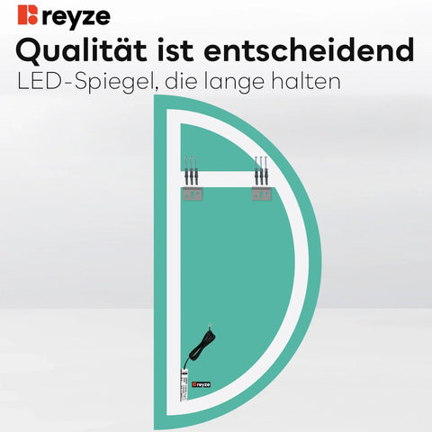 LED Spiegel Halbmond | Wandschalter-Steuerung | Neutralweißes Licht - Reyze Seria Ambient Model 1 - Rechte Seite