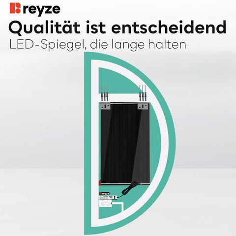 LED Spiegel Halbmond | Touch-Schalter | Anti-Beschlag-Funktion | Kaltweißes Licht - Reyze Seria Salono Model 1 - Linke Seite
