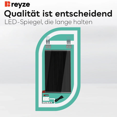 LED Spiegel Halboval 1 | Touch-Schalter | Anti-Beschlag-Funktion | Warmweißes Licht - Reyze Seria Ambient Model 1
