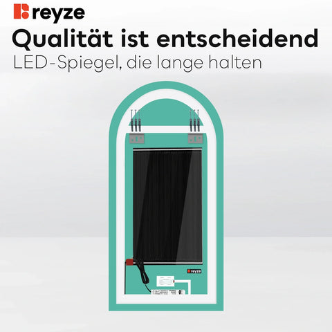 LED Spiegel Halboval 2 | Touch-Schalter | Anti-Beschlag-Funktion | Kaltweißes Licht - Reyze Seria Salono Model 1
