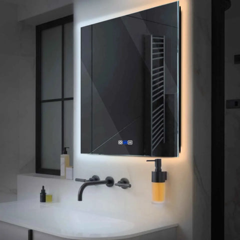 LED Spiegel Quadratisch | Touch-Schalter | Anti-Beschlag-Funktion | Einstellbare Farbtemperatur - Reyze Seria Ambient Model 1