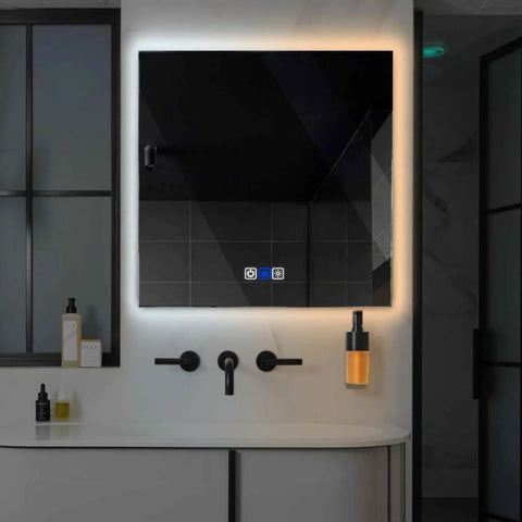 LED Spiegel Quadratisch | Touch-Schalter | Anti-Beschlag-Funktion | Einstellbare Farbtemperatur - Reyze Seria Ambient Model 1