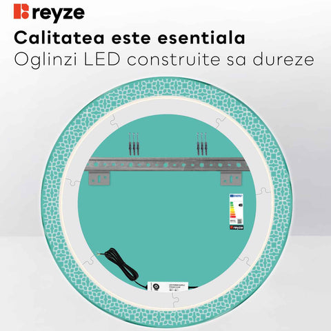 LED Spiegel Rund | Wandschalter-Steuerung | Kaltweißes Licht - Reyze Seria Official Model 1