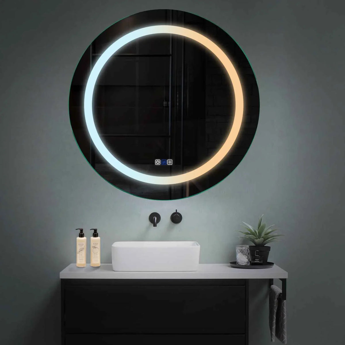 LED Spiegel Rund | Touch-Schalter | Anti-Beschlag-Funktion | Einstellbare Farbtemperatur - Reyze Seria Salono Model 1