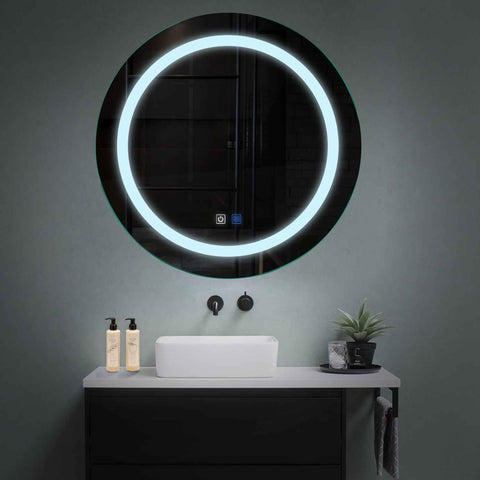 LED Spiegel Rund | Touch-Schalter | Anti-Beschlag-Funktion | Kaltweißes Licht - Reyze Seria Salono Model 1