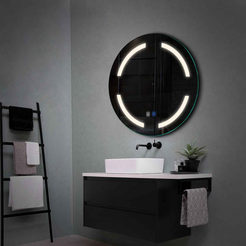 LED Spiegel Rund | Touch-Schalter | Anti-Beschlag-Funktion | Neutralweißes Licht - Reyze Seria Salono Model 2