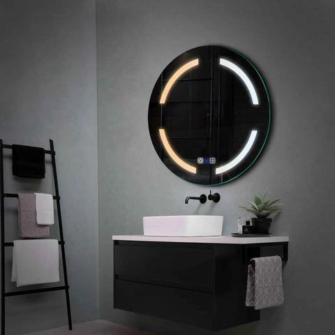LED Spiegel Rund | Touch-Schalter | Anti-Beschlag-Funktion | Einstellbare Farbtemperatur - Reyze Seria Salono Model 2