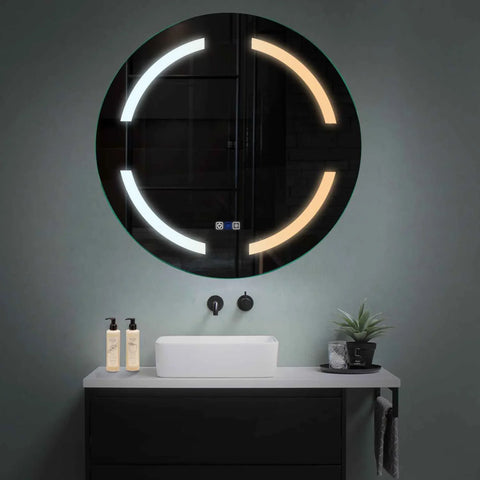 LED Spiegel Rund | Touch-Schalter | Anti-Beschlag-Funktion | Einstellbare Farbtemperatur - Reyze Seria Salono Model 2