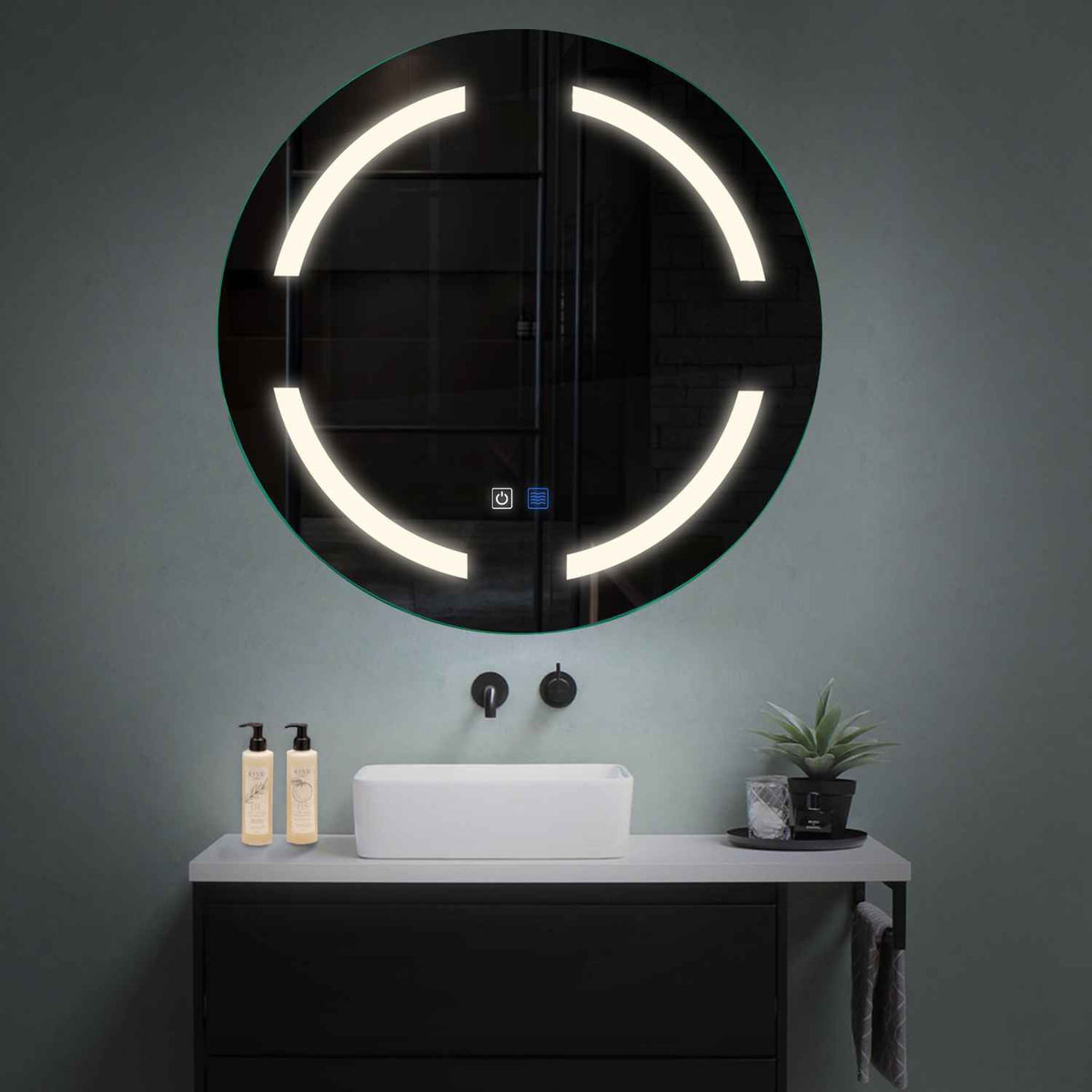 LED Spiegel Rund | Touch-Schalter | Anti-Beschlag-Funktion | Neutralweißes Licht - Reyze Seria Salono Model 2