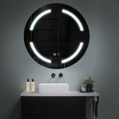LED Spiegel Rund | Touch-Schalter | Anti-Beschlag-Funktion | Kaltweißes Licht - Reyze Seria Salono Model 2