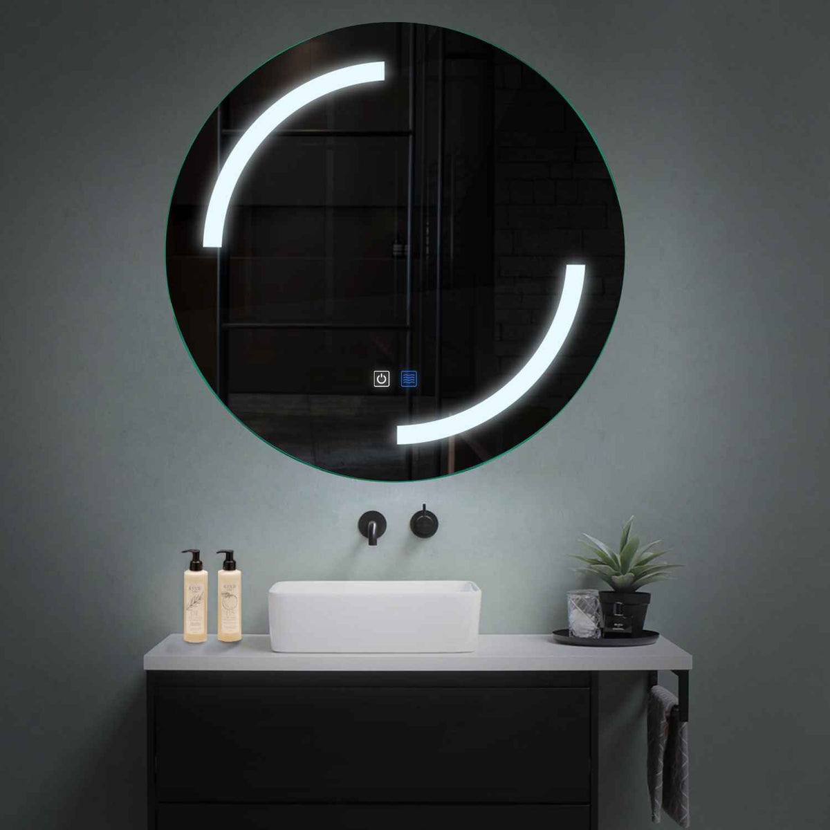 LED Spiegel Rund | Touch-Schalter | Anti-Beschlag-Funktion | Kaltweißes Licht - Reyze Seria Salono Model 3