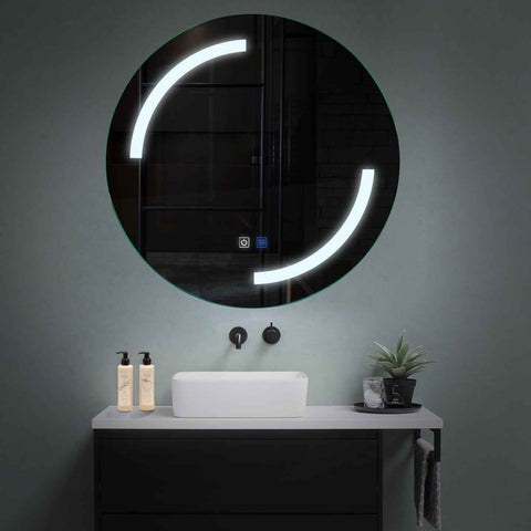 LED Spiegel Rund | Touch-Schalter | Anti-Beschlag-Funktion | Kaltweißes Licht - Reyze Seria Salono Model 3