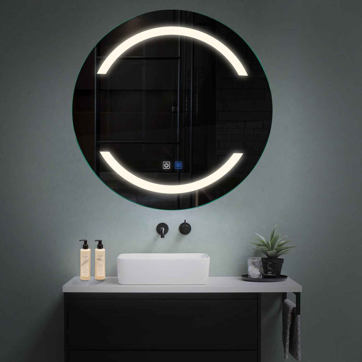 LED Spiegel Rund | Touch-Schalter | Anti-Beschlag-Funktion | Neutralweißes Licht - Reyze Seria Salono Model 4