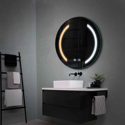 LED Spiegel Rund | Touch-Schalter | Anti-Beschlag-Funktion | Einstellbare Farbtemperatur - Reyze Seria Salono Model 5