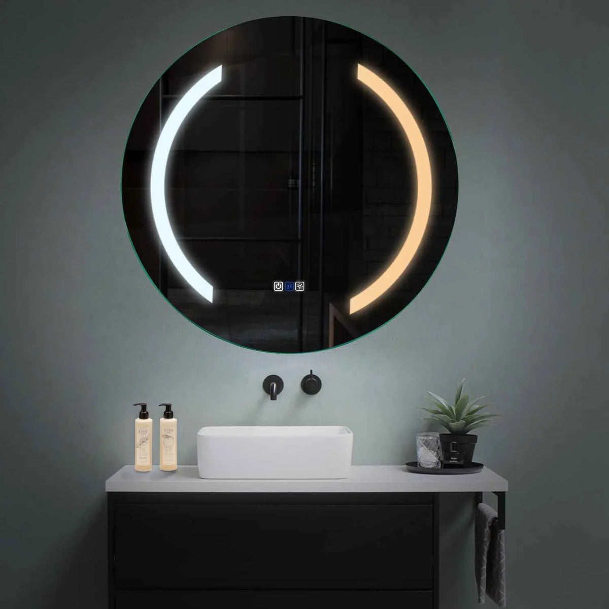 LED Spiegel Rund | Touch-Schalter | Anti-Beschlag-Funktion | Einstellbare Farbtemperatur - Reyze Seria Salono Model 5