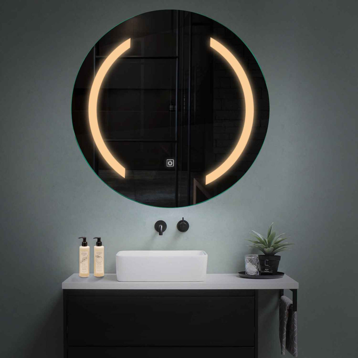 LED Spiegel Rund | Touch-Schalter | Warmweißes Licht - Reyze Seria Salono Model 5