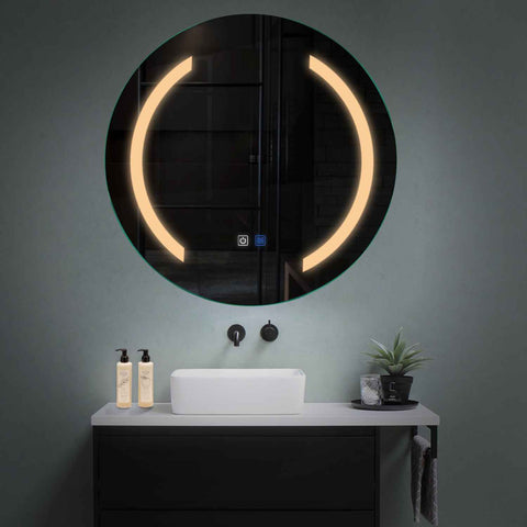 LED Spiegel Rund | Touch-Schalter | Anti-Beschlag-Funktion | Warmweißes Licht - Reyze Seria Salono Model 5