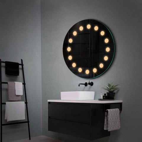LED Spiegel Rund | Wandschalter-Steuerung | Warmweißes Licht - Reyze Seria Salono Model 6