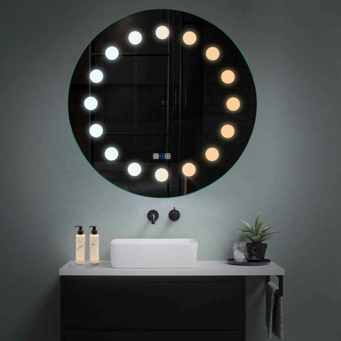 LED Spiegel Rund | Touch-Schalter | Anti-Beschlag-Funktion | Einstellbare Farbtemperatur - Reyze Seria Salono Model 6