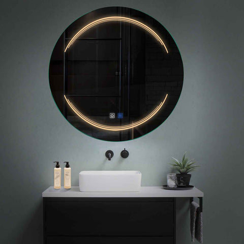 LED Spiegel Rund | Touch-Schalter | Anti-Beschlag-Funktion | Warmweißes Licht - Reyze Seria Salono Model 7