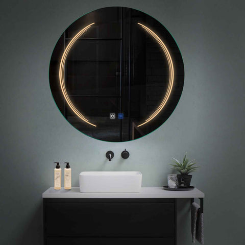 LED Spiegel Rund | Touch-Schalter | Anti-Beschlag-Funktion | Warmweißes Licht - Reyze Seria Salono Model 8